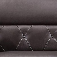 Benjara Leatherette Sofa With Diamond Design Backrest And Metal Legs, Brown