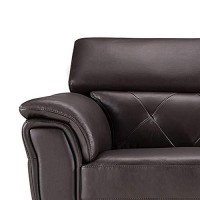 Benjara Leatherette Loveseat With Diamond Design Backrest And Metal Legs, Brown