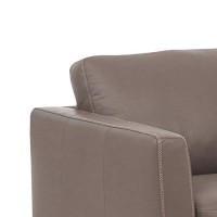 Benjara Leather Upholstered Chair With Track Arms And Angled Metal Feet, Brown