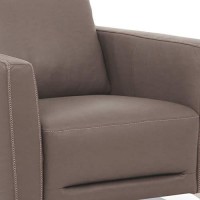 Benjara Leather Upholstered Chair With Track Arms And Angled Metal Feet, Brown