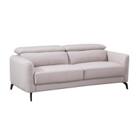 Benjara Contemporary Leather Upholstered Sofa With Metal Legs, Gray