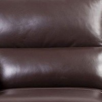 Benjara Leatherette Loveseat With Attached Waist Pillow And Diamond Pattern, Brown