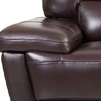 Benjara Leatherette Loveseat With Attached Waist Pillow And Diamond Pattern, Brown