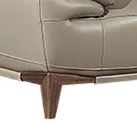 Benjara Leatherette Sofa With Adjustable Headrest And Angled Legs, Gray