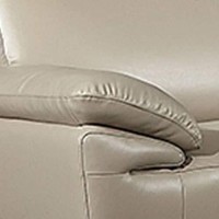 Benjara Leatherette Sofa With Adjustable Headrest And Angled Legs, Gray