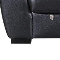 Benjara Split Back Leatherette Loveseat With Diamond Pattern And Padded Arms, Black