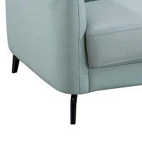 Benjara Contemporary Leather Upholstered Chair With Metal Legs, Blue