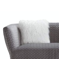 Benjara Fabric Upholstered Loveseat With Stitched Chevron Details, Gray And Gold