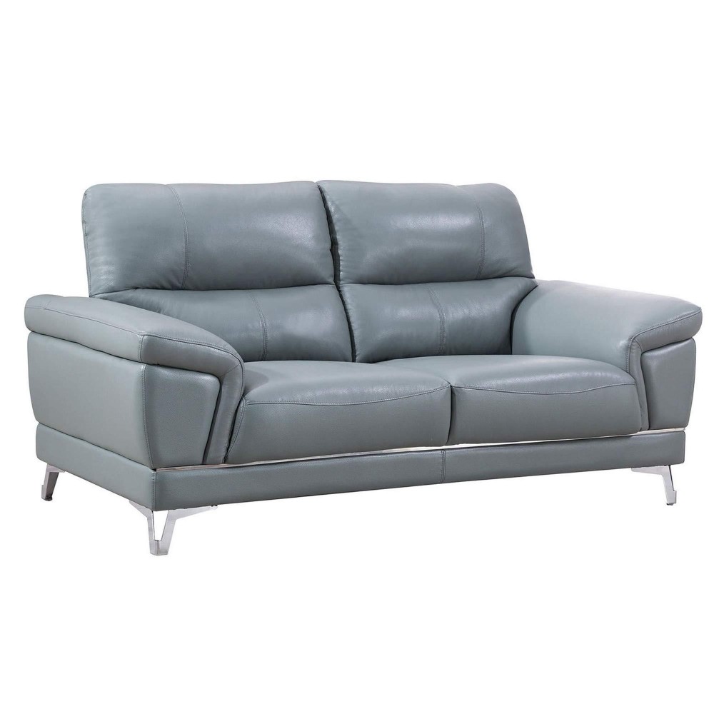 Benjara Leatherette Padded Loveseat With Tufted Backrest, Gray