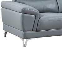 Benjara Leatherette Padded Loveseat With Tufted Backrest, Gray