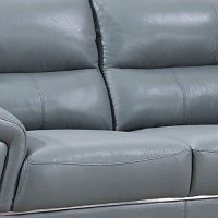 Benjara Leatherette Padded Loveseat With Tufted Backrest, Gray