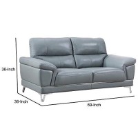 Benjara Leatherette Padded Loveseat With Tufted Backrest, Gray