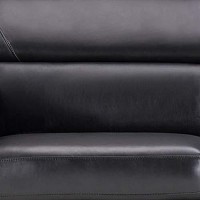 Benjara Leatherette Sofa With Straight Metal Legs And Track Arms, Black