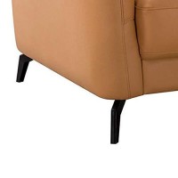 Benjara Contemporary Leather Upholstered Chair With Metal Legs, Yellow