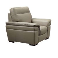 Benjara Leatherette Chair With Padded Seating And Pillow Top Arms, Gray