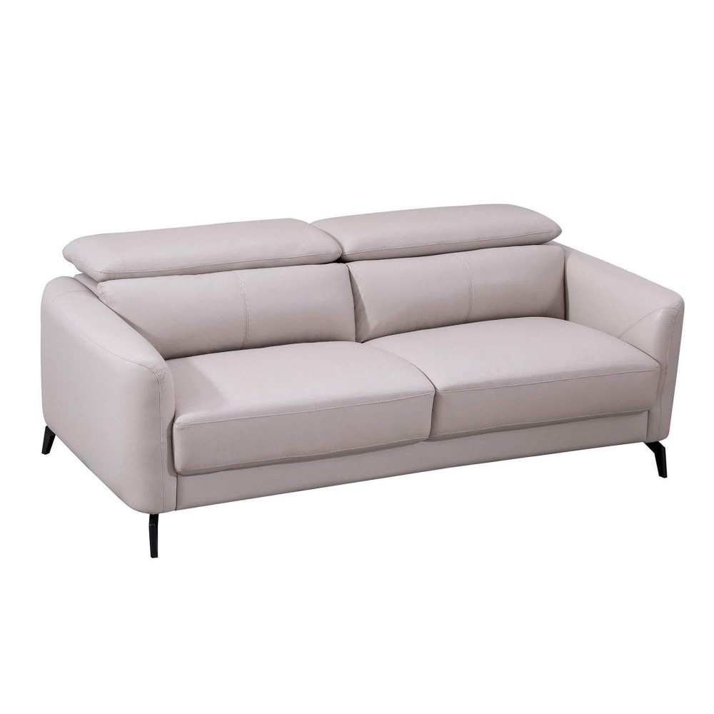 Benjara Contemporary Leather Upholstered Loveseat With Metal Legs, Gray