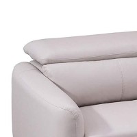 Benjara Contemporary Leather Upholstered Loveseat With Metal Legs, Gray