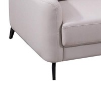 Benjara Contemporary Leather Upholstered Loveseat With Metal Legs, Gray