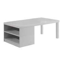 Benjara Wood And Metal Frame Coffee Table With Open Shelves, White And Chrome