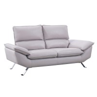 Benjara Leatherette Padded Loveseat With Flared Armrests And Metal Legs, Gray