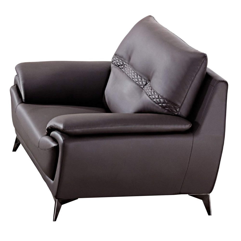 Benjara Leatherette Chair With Tufted And Diamond Stitched Backrest, Brown