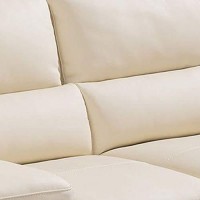 Benjara Leatherette Loveseat With Attached Waist Pillow And Diamond Pattern, Cream