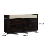 Benjara Contemporary 6 Drawer Wooden Dresser With Square Pulls, Brown