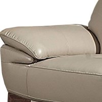 Benjara Leatherette Loveseat With Adjustable Headrest And Angled Legs, Gray