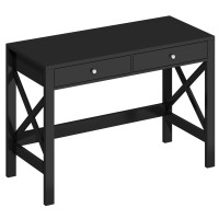 Choochoo Home Office Desk Writing Computer Table Modern Design Black Desk With Drawers, Makeup Vanity Table