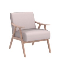 Vingli Mid-Century Retro Modern Upholstered Lounge Chair Fabric Accent Chair Sturdy Wooden Frame Armchair (Beige)
