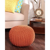 Redearth Round Pouf Ottoman Hand Knitted Cable Boho Poof Pouffe Circular Footrest For Living Room Bedroom Patio 100