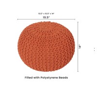 Redearth Round Pouf Ottoman Hand Knitted Cable Boho Poof Pouffe Circular Footrest For Living Room Bedroom Patio 100