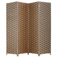 Room Divider Wood Screen 4 Panel Wood Mesh Woven Design Room Screen Divider Folding Portable Partition Screen Screen Wood For Home Office (Stack)