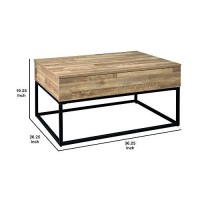 Benjara 19 Wood And Metal Lift Top Cocktail Table, Brown, Black