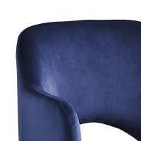 Benjara Velvet Padded Accent Chair With Open Back And Angled Legs, Blue