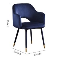 Benjara Velvet Padded Accent Chair With Open Back And Angled Legs, Blue