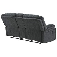 Benjara Fabric Upholstered Dual Reclining Loveseat With Console, Gray