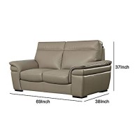 Benjara Leatherette Loveseat With Padded Seating And Pillow Top Arms, Gray