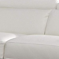 Benjara Leatherette Adjustable Headrest Loveseat With Stainless Steel Frame, White