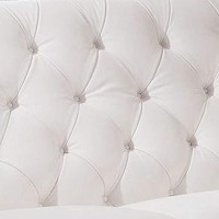 Benjara Contemporary Button Tufted Leather Loveseat With Metal Legs, White