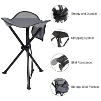 Portal Tall Slacker Chair Folding Tripod Stool For Outdoor Camping Walking Hunting Hiking Fishing Travel, Support 225 Lbs, Grey