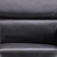 Benjara Leatherette Loveseat With Straight Metal Legs And Track Arms, Black