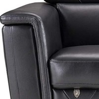 Benjara Leatherette Loveseat With Straight Metal Legs And Track Arms, Black