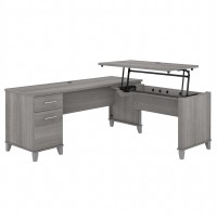 Bush Furniture Somerset 72W 3 Position Sit To Stand L Shaped Desk In Platinum Gray