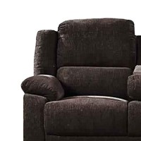 Benjara Fabric Wrapped Motion Sofa With Drop Down Table, Brown