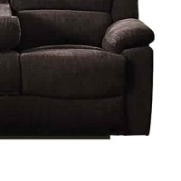 Benjara Fabric Wrapped Motion Sofa With Drop Down Table, Brown