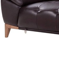 Benjara Leatherette Sofa With Sloped Cushioned Arms And Wooden Legs, Brown