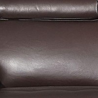 Benjara Leatherette Adjustable Headrest Sofa With Angled Legs, Brown