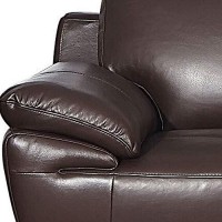 Benjara Leatherette Adjustable Headrest Sofa With Angled Legs, Brown