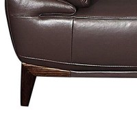 Benjara Leatherette Adjustable Headrest Sofa With Angled Legs, Brown